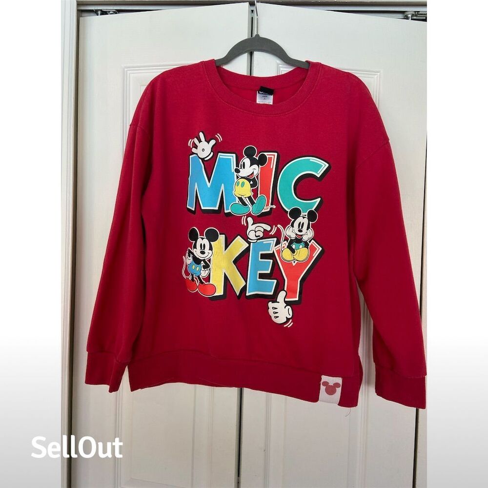 Vintage Disney Mickey Mouse Red Sweatshirt women’s  XL Long Sleeve Casual